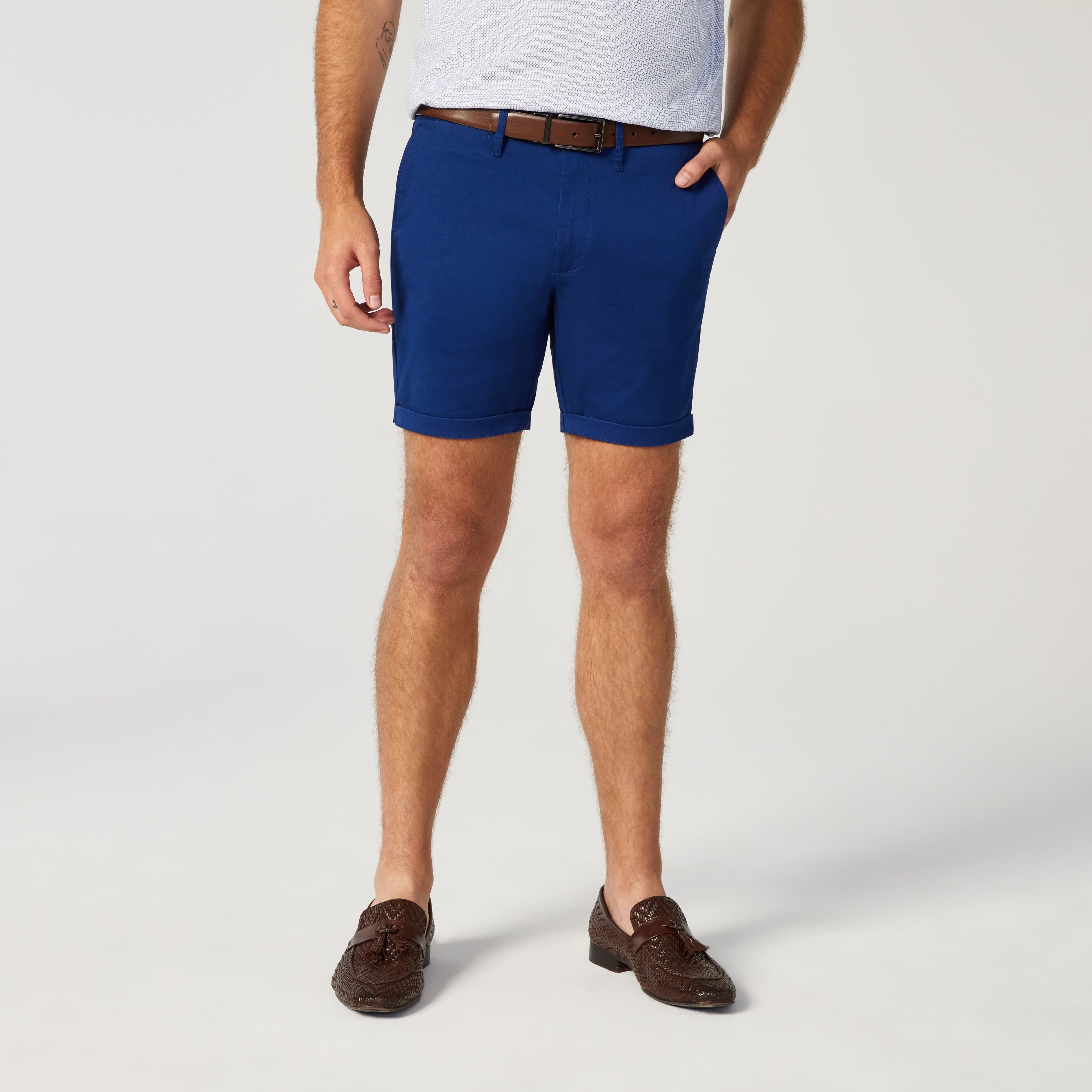 Slim Stretch Cotton Chino Short Blue Shorts Politix